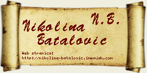 Nikolina Batalović vizit kartica
